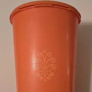 Tupperware Canister 10.5" Tall Servalier Orange w/ Lid Vintage 1222-3 (808-35)